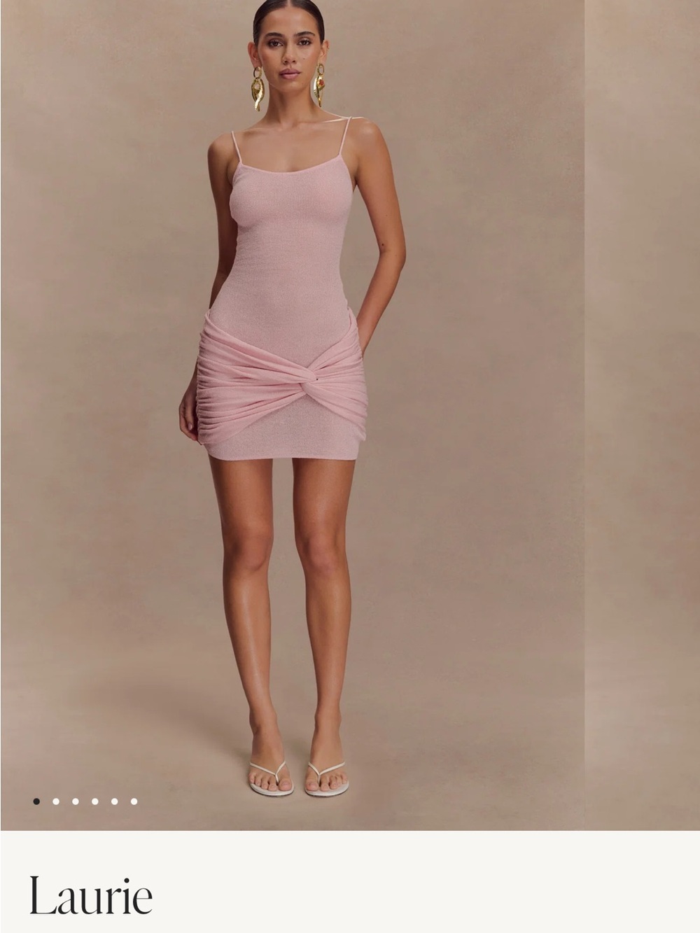 Meshki Blush Twist Ruched Mini Dress